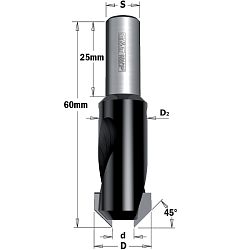 Зенкер 45° HW Z2 S=8 D=5x16x14 LH