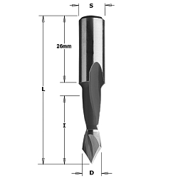 8x27x57,5 S=10x26 HW Z2 сверло присадочное для сквозных отверстий RH