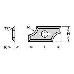 19.5x9.0x1.5 (R=2) нож сменный HWM 35° с радиусом -- F1730 [ м. древесина, тв. древесина ]