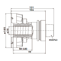 Патрон HSK63F Aerotech® Hydro 105 высокоточный с планшайбой для фрез DP с хвостовиком 6-25 мм