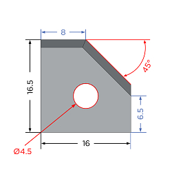 Нож твердосплавный для кромкооблицовочных станков 16x16.5x2