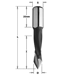 8x30x57,5 S=10x20 HW Z2 сверло присадочное для сквозных отверстий RH