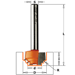 Фреза фигурная "псевдофилёнка" (E) HW Z2 S=6 D=12,7/8,4x12,7x50,8 R=1,2 RH