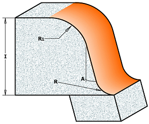Серия 980.54. Фрезы радиусные "S-профиль" по искусственному камню с нижним подшипником