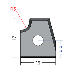Нож твердосплавный для кромкооблицовочных станков 15x17x2