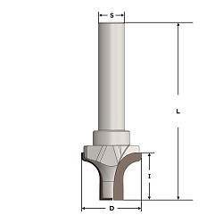 Фреза концевая с PCD пластинами радиусная Z2 R12,7 D=35х19,5 S=12 RH