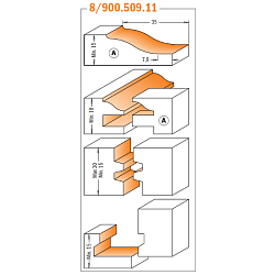 Серия 900.509-511. Полный набор концевых фрез (5 шт.) для изготовления кухонной мебели