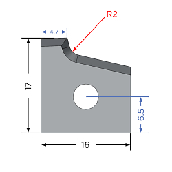 Нож твердосплавный для кромкооблицовочных станков 16x17x2