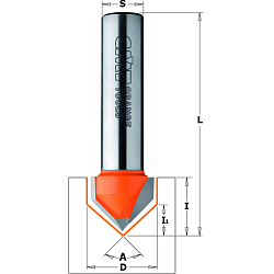 Фреза пазовая V-образная HWM Z2 S=6 D=6x8x38,1 A=90° RH