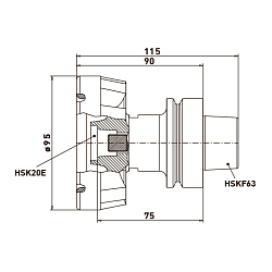 Патрон HSK63F Aerotech® System E - D95 высокоточный для фрез с хвостовиком HSK20E