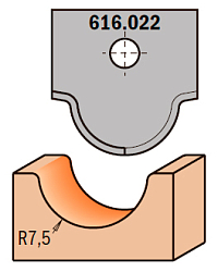 Нож профильный HW -- 20x20x2 мм -- R=7,5 для набора фрез 616.000.01