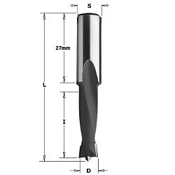 11x27x57,5 S=10x27 HW Z2 V2 сверло присадочное для глухих отверстий RH