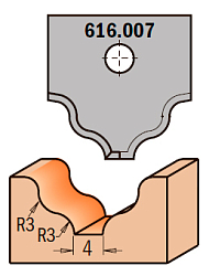 Нож профильный HW -- 20x20x2 мм -- R=3 R1=3 для набора фрез 616.000.01