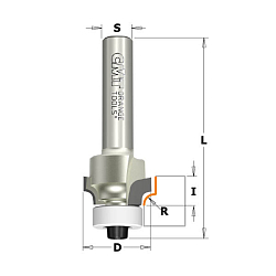 Фреза радиусная c подшипником Delrin® [н] DP Z2 S=8 D=16,7x8 R=2 RH