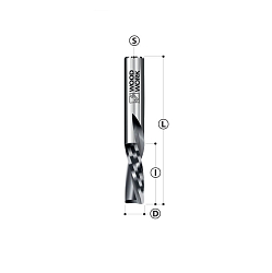 Фреза спиральная нижний рез DOWN CUT Z2 S=8 D=8x42x85 RH с покрытием
