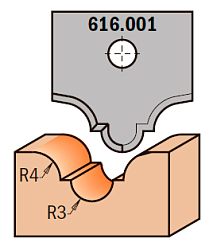 Нож профильный HW -- 20x20x2 мм -- R=4 R1=3 для набора фрез 616.000.01