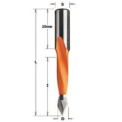 12x35x70 S=10x26 HW Z2 сверло присадочное для сквозных отверстий LH