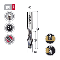Фреза спиральная верхний рез UP CUT Z2 S=6 D=6x22x50 RH