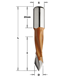 8x30x57,5 S=10x20 HW Z2 сверло присадочное для сквозных отверстий LH