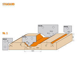 Серия 615.004.01. Набор профильных концевых фрез (4 шт.) со сменными ножами