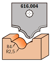 Нож профильный HW -- 20x20x2 мм -- R=4 R1=2,5 для набора фрез 616.000.01