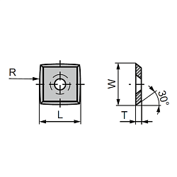 15.0x15.0x2.5 (R=115) нож сменный HWM 30°квадратный -- CTOPP10 [ м. древесина, тв. древесина ] с радиусом