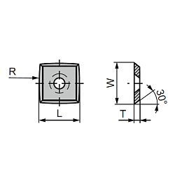 15.0x15.0x2.5 (R=115) нож сменный HWM 30° с радиусом -- CTOPP10 [ м. древесина, тв. древесина ]