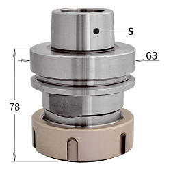 HSK63F патрон для цанг ER40 правый (RH) с гайкой. L=72,5