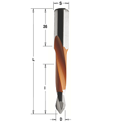 10x44x77 S=10x26 HW Z2 сверло присадочное для сквозных отверстий LH