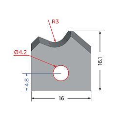 Нож твердосплавный для кромкооблицовочных станков 16x16.1x2
