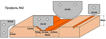 Нож HW -- 35x25x2 мм -- для набора фрез 615.004.01 (профиль C2)