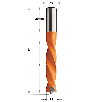Серия 307. Свёрла для глухих отверстий (4 канавки) HW S=8 L=67