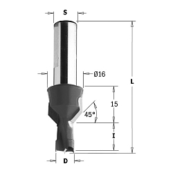 8x12x57,5 S=10 HW Z2 V2 сверло присадочное с зенкером для глухих отверстий RH