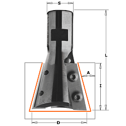 Фреза пазовая "Ласточкин хвост" Arunda® Z2 S=M12x1 D=39,5x31,5x65,5 A=15° RH