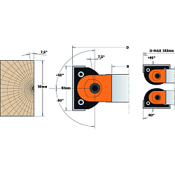 Серия 694.017. Фрезы фасочные регулируемые от +90° до -90°