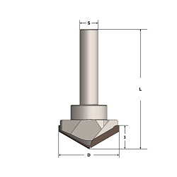 Фреза концевая с PCD пластинами V-образная Z2 D=36x22 S=12 RH 105°