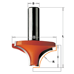 Фреза радиусная HW Z2 S=12 D=31,7x15,8x54 R=9,5 RH