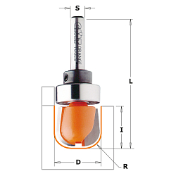 Фреза профильная (чаша) с подшипником [в] HW Z2 S=12 D=31,7x16x60,4 R=6,4 RH