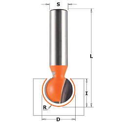 Фреза пазовая с шаровой режущей частью HW Z2 S=12 D=15,88x14,2x60,3 R=7,94 RH