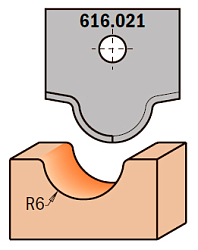 Нож профильный HW -- 20x20x2 мм -- R=6 для набора фрез 616.000.01