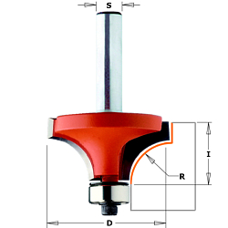 Фреза радиусная c подшипником Delrin® [н] HW Z2 S=8 D=14,7x10 R=1 RH