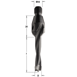 12x50x75 S=M10/30° HW Z2 V2 сверло присадочное с зенкером для глухих отверстий LH