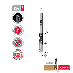 Серия 196 [ Z1 ].Спиральные фрезы чистовые  стружка вниз  WOODWORK