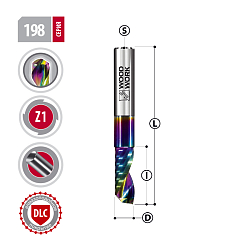 Фреза спиральная верхний рез UPCUT Z1 S=6 D=6x17x50 RH DLC покрытие