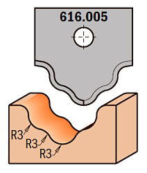 Нож профильный HW -- 20x20x2 мм -- R=3 R1=3 R2=3 для набора фрез 616.000.01