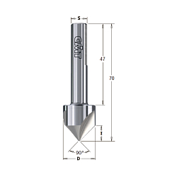 Зенкер 90° для глухих отверстий HWM Z3 S=10x48 D=19,5x9x70 RH