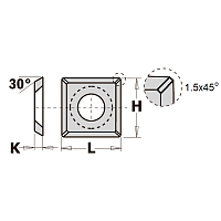 12.0x12.0x1.5 (d=4.0) нож сменный HWM 35° квадратный -- универсальный [ тв. древесина, ДСП, МДФ ] с фаской 