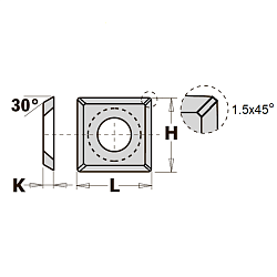 12.0x12.0x1.5 (d=4.0) нож сменный HWM 35° квадратный -- универсальный [ тв. древесина, ДСП, МДФ ] с фаской 
