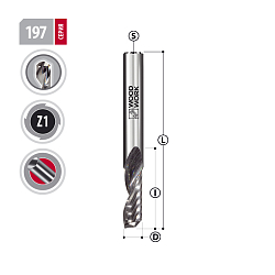 Фреза спиральная верхний рез UPCUT Z1 S=4 D=4x15x45 RH