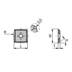 15.0x15.0x2.5 (R=115) нож сменный HWM 30° квадратный -- KCR08 [ универсальное применение ] с фаской